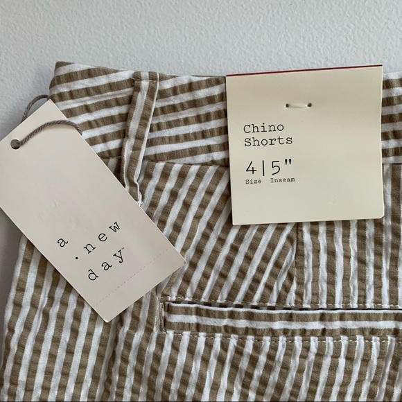 A New Day Size 4 Preppy Tan/Brown Seersucker Chino Shorts NWT - Picture 10 of 15